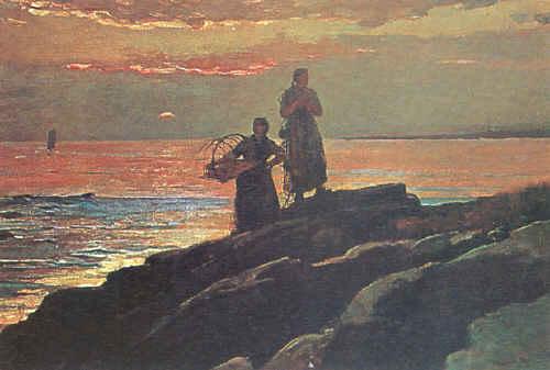 Winslow Homer Sunset, Saco Bay Sweden oil painting art